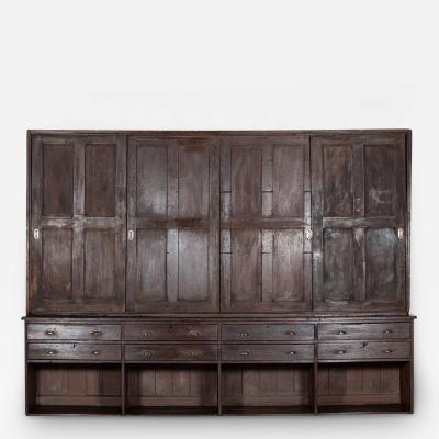 Monumental 19thC English Pine Housekeepers Haberdashery Cabinet