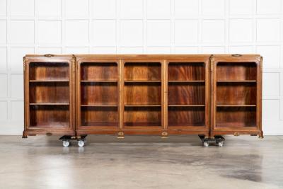 Monumental 19thC French Walnut Breakfront Glazed Bookcase