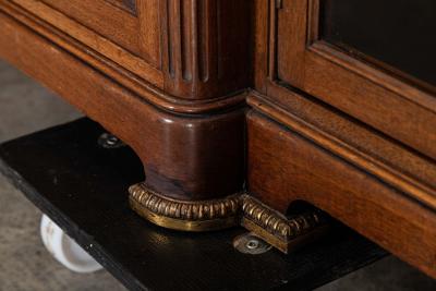 Monumental 19thC French Walnut Breakfront Glazed Bookcase