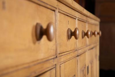 Monumental 19thc English Country House Sycamore Top Dresser