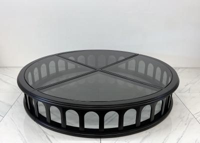 Monumental 91 Mid Century Ebonized Walnut and Glass Arcade Coffee Table