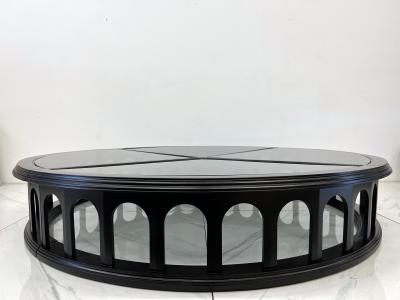 Monumental 91 Mid Century Ebonized Walnut and Glass Arcade Coffee Table