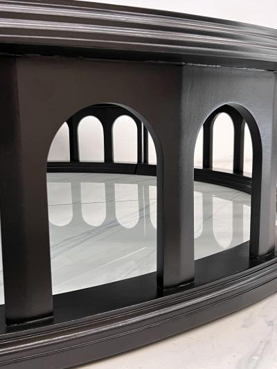 Monumental 91 Mid Century Ebonized Walnut and Glass Arcade Coffee Table