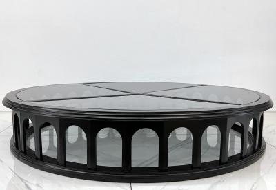 Monumental 91 Mid Century Ebonized Walnut and Glass Arcade Coffee Table