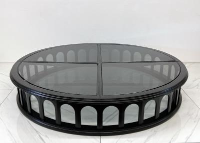 Monumental 91 Mid Century Ebonized Walnut and Glass Arcade Coffee Table