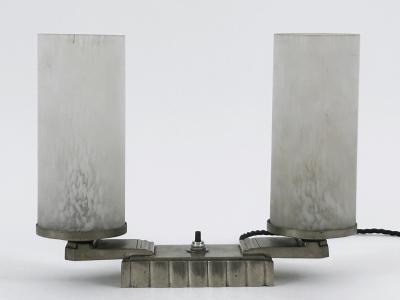 Monumental Art Deco Brass Glass Table Lamp or Desk Light France 1920s