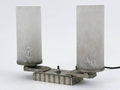 Monumental Art Deco Brass Glass Table Lamp or Desk Light France 1920s