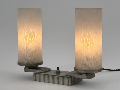 Monumental Art Deco Brass Glass Table Lamp or Desk Light France 1920s