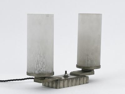 Monumental Art Deco Brass Glass Table Lamp or Desk Light France 1920s
