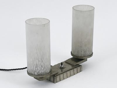 Monumental Art Deco Brass Glass Table Lamp or Desk Light France 1920s