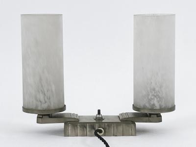 Monumental Art Deco Brass Glass Table Lamp or Desk Light France 1920s