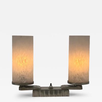 Monumental Art Deco Brass Glass Table Lamp or Desk Light France 1920s