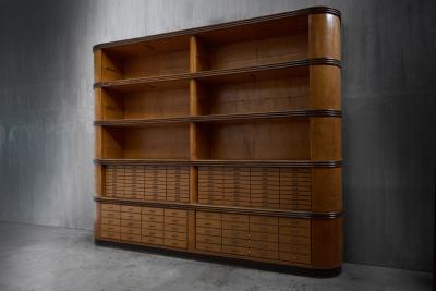 Monumental Art Deco Display Cabinet with Drawers Italy Mid 20th Century