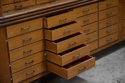 Monumental Art Deco Display Cabinet with Drawers Italy Mid 20th Century