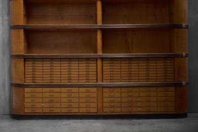 Monumental Art Deco Display Cabinet with Drawers Italy Mid 20th Century