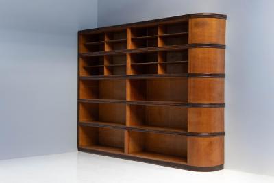 Monumental Art Deco Display Corner Cabinet Italy Mid 20th Century