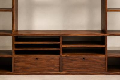 Monumental Brazilian Modern Bookshelf in Solid Rosewood with Storage Brazil