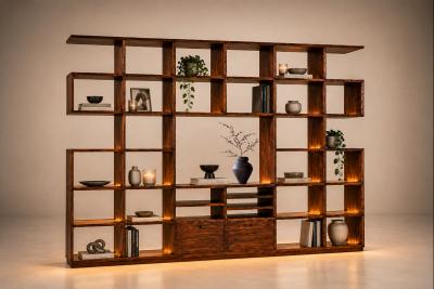 Monumental Brazilian Modern Bookshelf in Solid Rosewood with Storage Brazil
