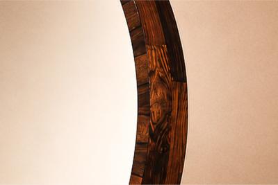 Monumental Brazilian Modern Round Mirror in Rosewood 1960s