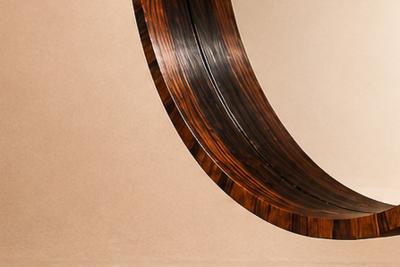Monumental Brazilian Modern Round Mirror in Rosewood 1960s