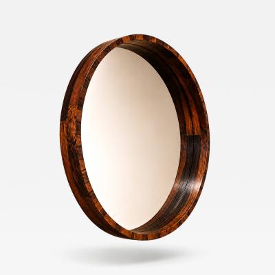 Monumental Brazilian Modern Round Mirror in Rosewood 1960s