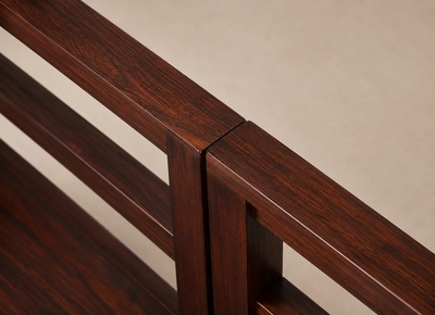 Monumental Brazilian Modern Three Module Bench in Rosewood and Warm Camel Mohair