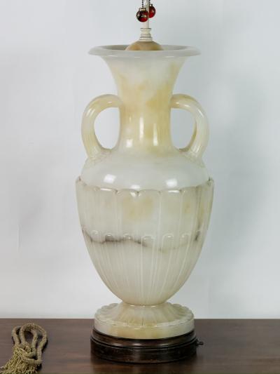 Monumental Carved Alabaster Neoclassical Lamp