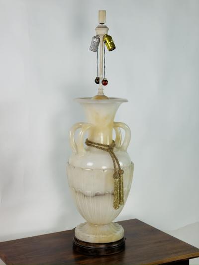 Monumental Carved Alabaster Neoclassical Lamp