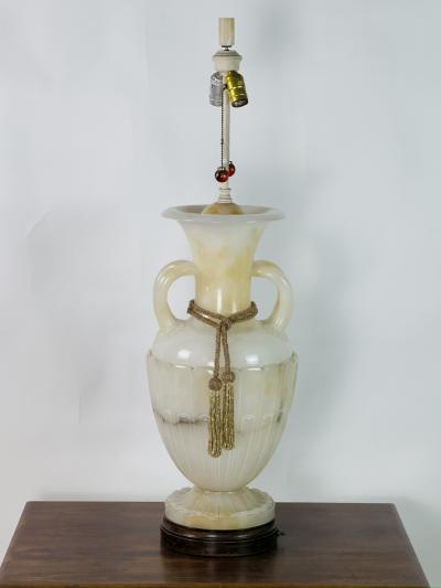 Monumental Carved Alabaster Neoclassical Lamp