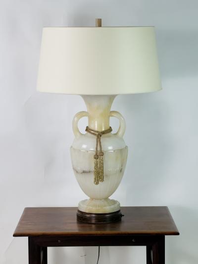 Monumental Carved Alabaster Neoclassical Lamp