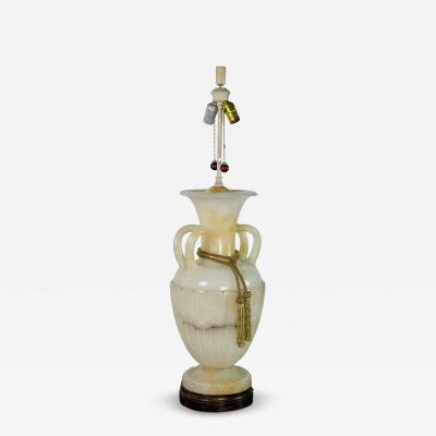 Monumental Carved Alabaster Neoclassical Lamp