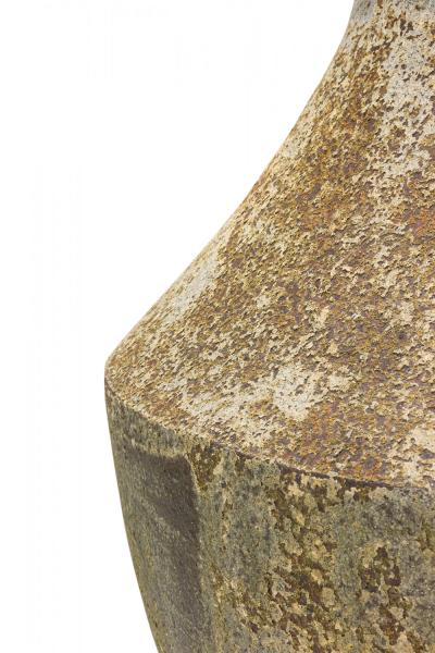 Monumental Cast Iron Outdoor Urn Vase with Beige and Brown Patina