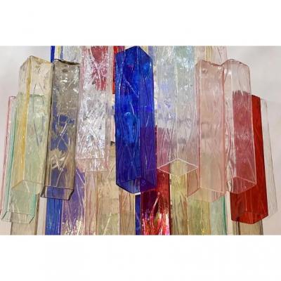 Monumental Contemporary Multicolor Square Bark Murano Glass Italian Chandelier