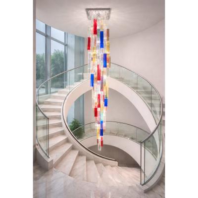 Monumental Contemporary Multicolor Square Bark Murano Glass Italian Flush