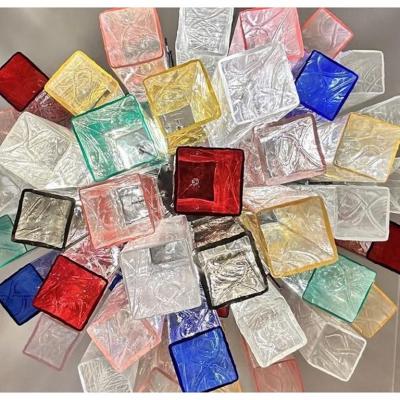 Monumental Contemporary Multicolor Square Bark Murano Glass Italian Flush