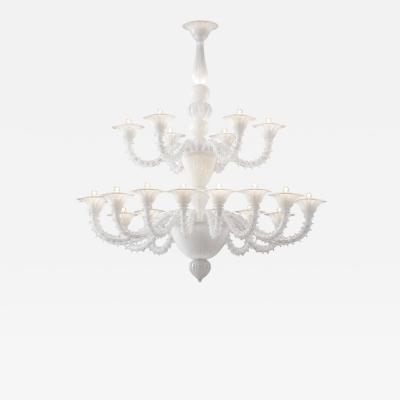 Monumental Contemporary White Rezzonico Murano Glass Chandelier
