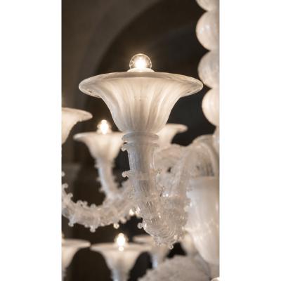Monumental Contemporary White Rezzonico Murano Glass Chandelier