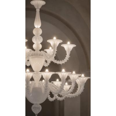 Monumental Contemporary White Rezzonico Murano Glass Chandelier
