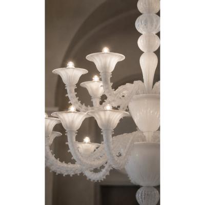 Monumental Contemporary White Rezzonico Murano Glass Chandelier