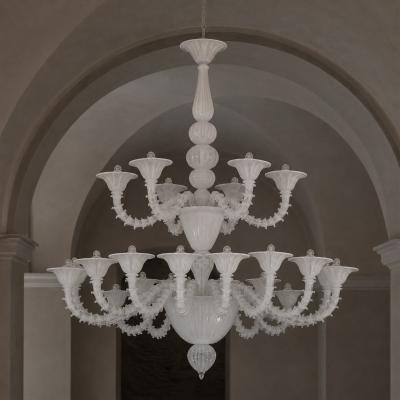 Monumental Contemporary White Rezzonico Murano Glass Chandelier