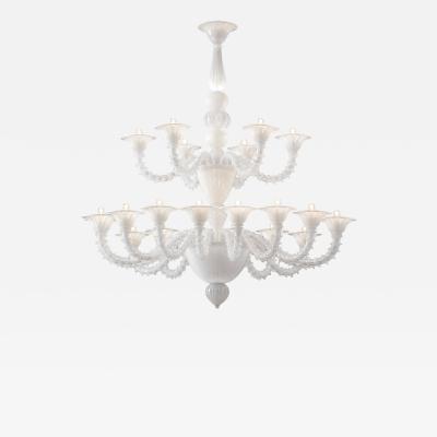 Monumental Contemporary White Rezzonico Murano Glass Chandelier