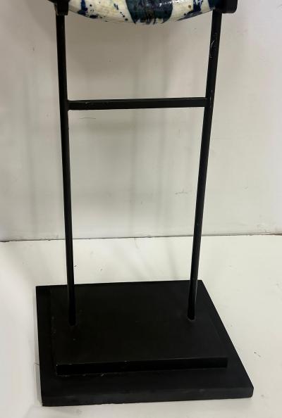 Monumental Decorative Studio Pottery Charger on Iron Stand by Josef Zala 1987
