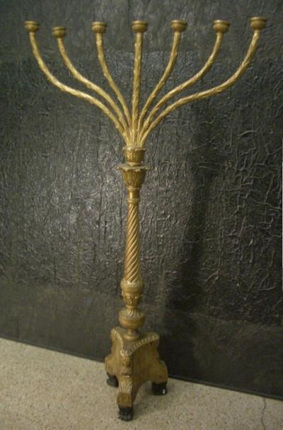 Monumental Early 19th Century Neoclassical Giltwood Seven light Torchere