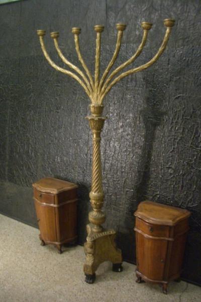 Monumental Early 19th Century Neoclassical Giltwood Seven light Torchere