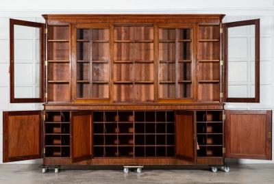 Monumental Early 19thC English Mahogany Glazed Library Bookcase