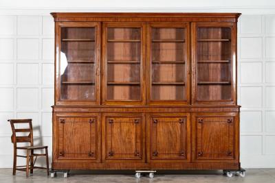 Monumental Early 19thC English Mahogany Glazed Library Bookcase