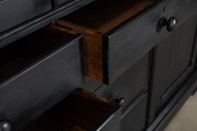 Monumental Ebonised 19thC English Pine Wardrobe