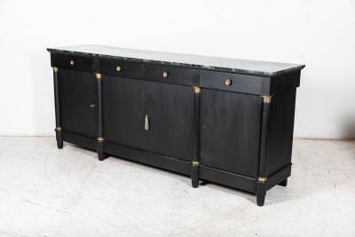 Monumental Ebonised French Empire Revival Marble Sideboard