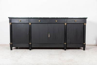 Monumental Ebonised French Empire Revival Marble Sideboard