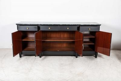 Monumental Ebonised French Empire Revival Marble Sideboard